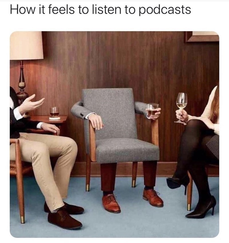 meme about how it feels to listen to podcast